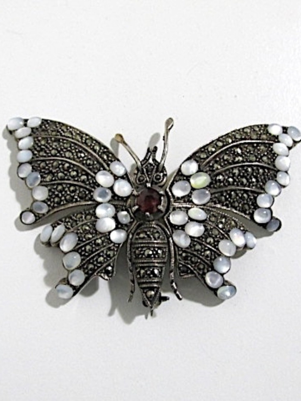Sterling Silver Moonstone Butterfly Brooch